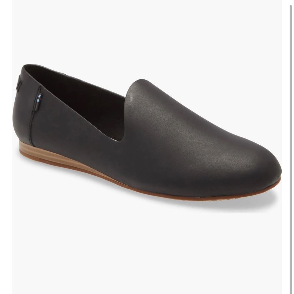 Toms Black Leather Loafers
